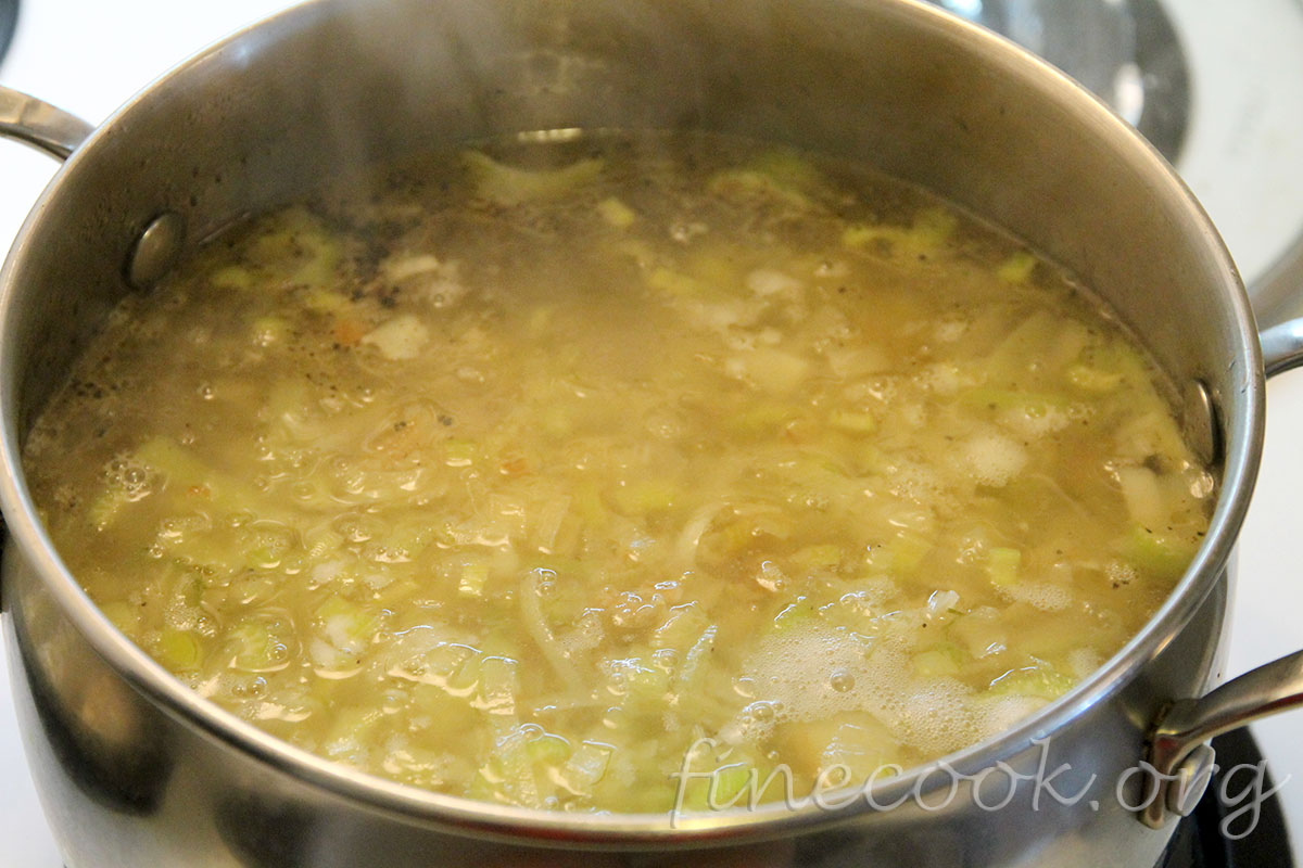 Суп-пюре с луком-пореем и фенхелем